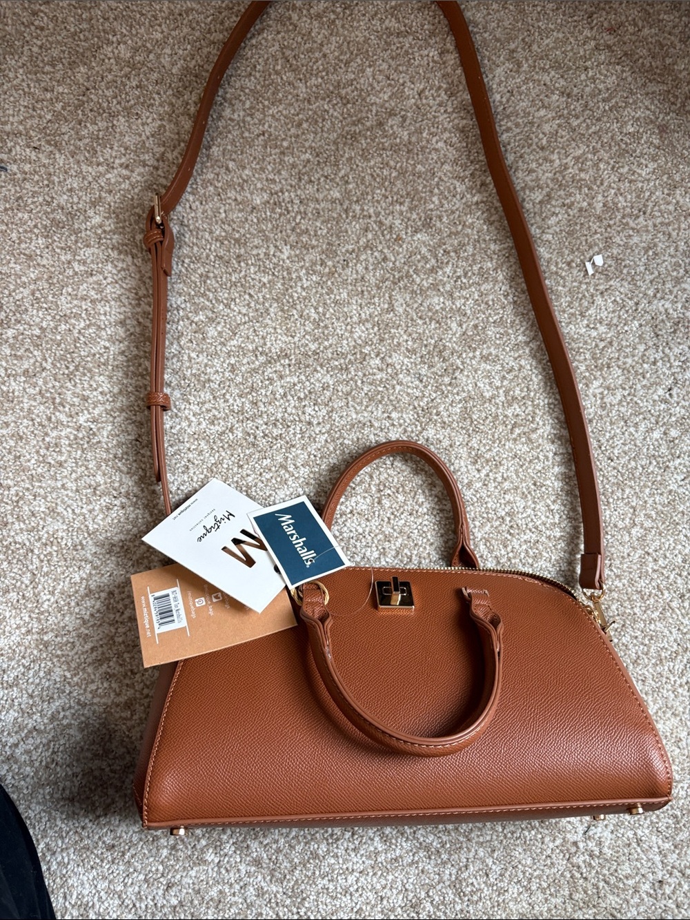 Miztique Cognac Brown Structured Crossbody Satchel